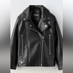 Zara Girls Faux Leather Moto Jacket Size 6